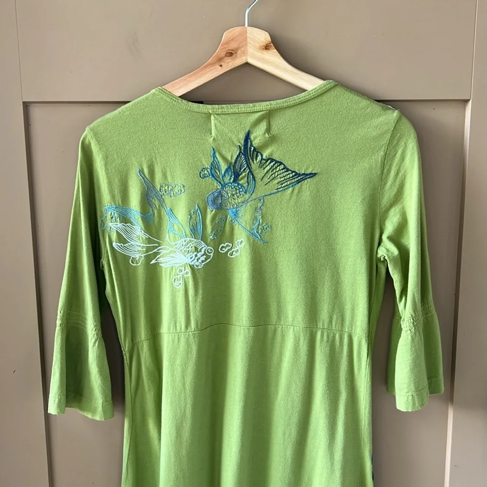 Johnny Was Green and Blue Floral Mini Dress - Picture 7 of 8